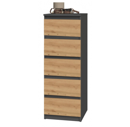 Komoda MALVÍNA W5, Antracit/dub artisan Komoda MALVÍNA W5, Antracit/dub artisan