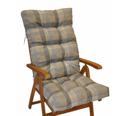 Polstr na teakové zahradní křeslo vysoké - látka UNIKO šedá kostka