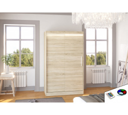 Posuvná skříň s LED osvětlením COLLIN 120 Sonoma+Sonoma