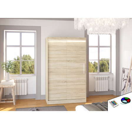Posuvná skříň s LED osvětlením COLLIN 120 Sonoma+Sonoma