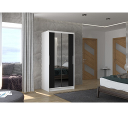 Posuvná skříň se zrcadlem DRAGONIS 100 Bílá+Černá