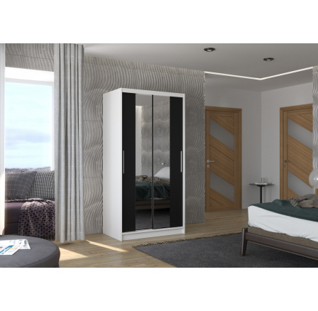 Posuvná skříň se zrcadlem DRAGONIS 100 Bílá+Černá Posuvná skříň se zrcadlem DRAGONIS 100 Bílá+Černá