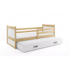 Dětská postel RICO s přistýlkou 90x190 cm, s matracemi, Přírodní/Bílá