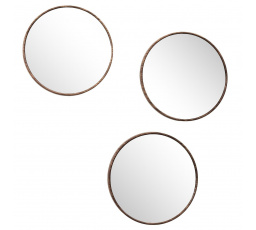 Sada 3 zrcadel Toronto, kulatých, ořech 26 cm