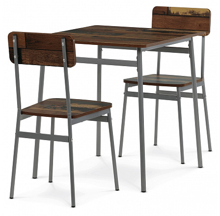 Jídelní set s 2 židlemi, 70x70x76cm, mdf, old wood, AUT-O2122 OLW2