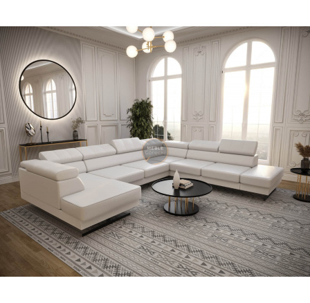 Rohová sedací souprava EMPORIO MAX II 300X350X180 - pravá, Eko kůže bílá