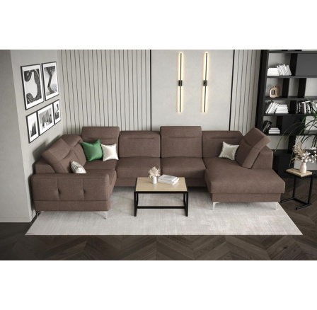 Rohová sedací souprava MALIBU MAX II 180x350x182 cm - hnědá , levá strana