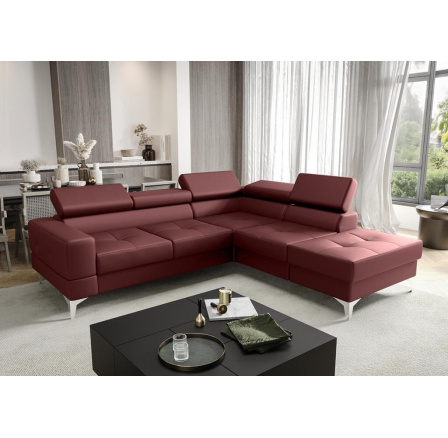 Rohová Kožená sedací souprava s funkcí spaní TOSCANIA II průměr 30x250 - pravá, přírodní kůže - volitelná barva