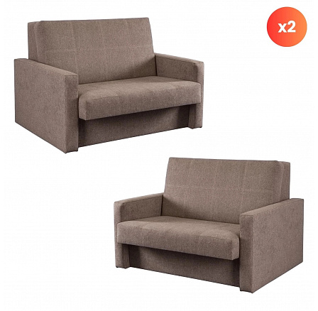 Sada 2x Dvoumístné Křeslo Na Spaní MILAN 2 Béžové
