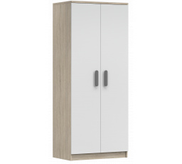 Šatní skříň 2D SMYK III - 06, Dub Sonoma/Bílá/Šedá