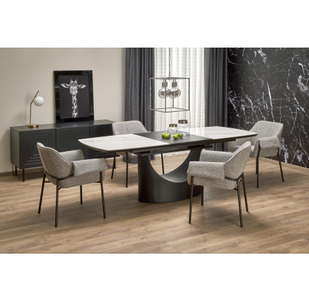 Jídelní stůl OSMAN, efekt bílého mramoru/černý Jídelní stůl OSMAN, efekt bílého mramoru/černý