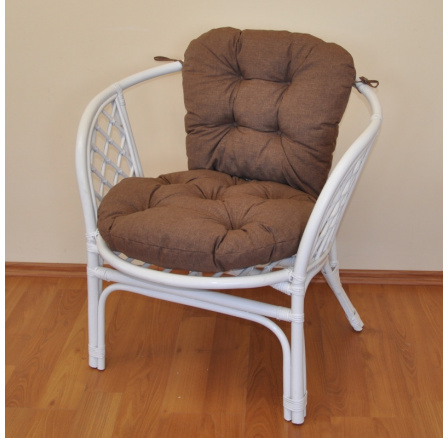 Ratanové křeslo Bahama bílé polstr hnědý melír