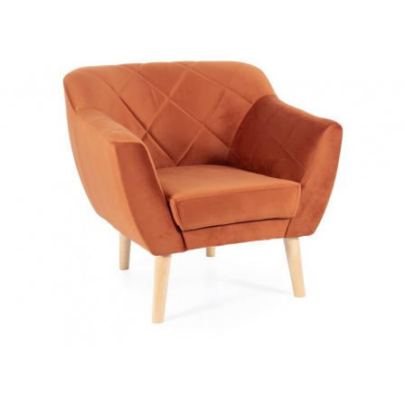 Křeslo KARO 1 VELVET, Skořicový Bluvel 4215/Buk Křeslo KARO 1 VELVET, Skořicový Bluvel 4215/Buk