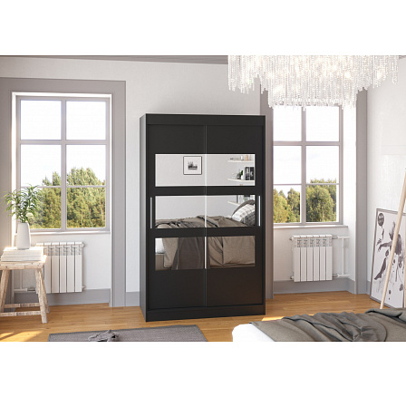 Posuvná skříň se zrcadlem KOLORADO 120 Černá+Černá