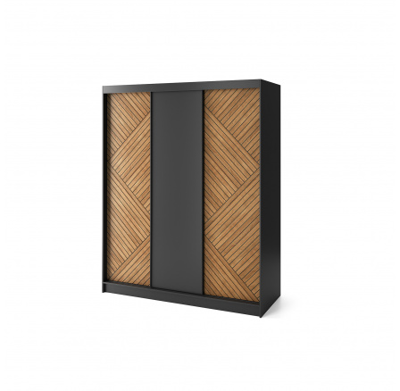 Posuvná skříň MARRPHY III, Dub Karamel/Černá Mat