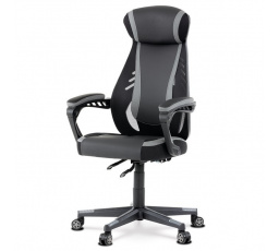 Herní křeslo, houpací mechanismus, šedá ekokůže, KA-Y213 GREY