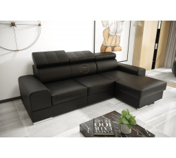 Rohová sedací souprava ROYAL MINI 260×160 - černá eko kůže , pravá