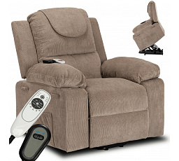 Elektricky polohovatelné masážní křeslo FENIX s funkcí vstávání Béžové