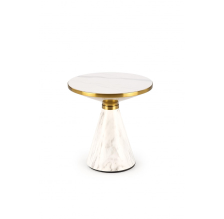 Konferenční stůl TALBI, Efekt bílého mramoru/Bílá/Zlatá