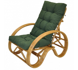 Ratanové křeslo polohovací medové polstr tmavě zelený melír