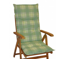 Polstr na teakové zahradní křeslo UNI excelent vysoké - látka zelená kostka