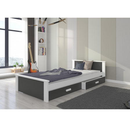 Postel ALDEX 200x90 Bílá+Uhlíková