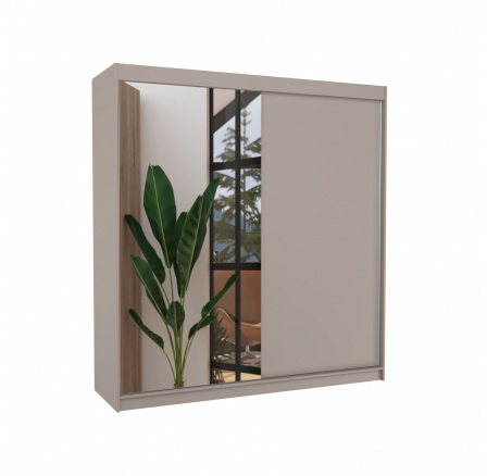 Posuvná skříň se zrcadlem DELLA 200 Kašmír+Kašmír