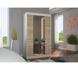 Posuvná skříň se zrcadlem MARVIN 120 Bílá+Sonoma