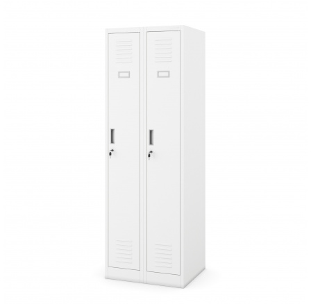 Kovová pracovní skříňka Šatní čtyřkomorová bílá: KACPER II, 600 x 1800 x 500 mm