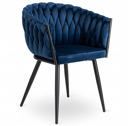Židle ELENA Modrá Pletená Sametová