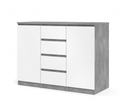Komoda SIMPLICITY 236, Beton/Bílý lesk