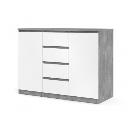 Komoda SIMPLICITY 236, Beton/Bílý lesk Komoda SIMPLICITY 236, Beton/Bílý lesk
