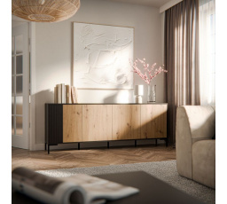 Komoda MERCI 200, černá/ dub artisan