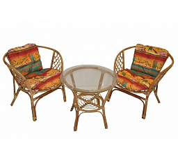 Axin ratanová sedací souprava Bahama 2+1 semambo polstry červené