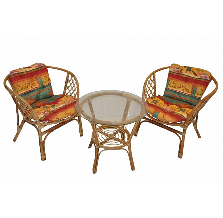 Axin ratanová sedací souprava Bahama 2+1 semambo polstry červené