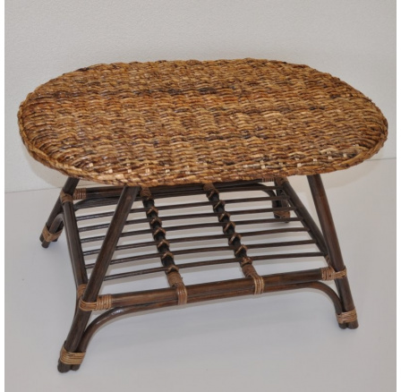 Ratanový stolek Fabion oválný tmavý, banánový lits Ratanový stolek Fabion oválný tmavý, banánový lits