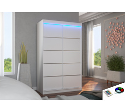 Posuvná skříň s LED osvětlením BENISSO 120 Bílá+Bílá
