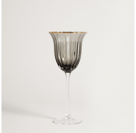 SCURO sklenice na víno, černá se zlatým okrajem 0.45 l 756429