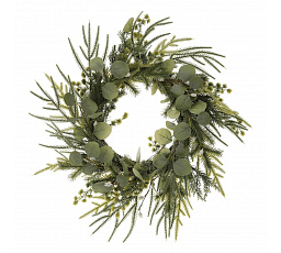 Věnec zelený - pr. 60 cm, eukalyptus a jehličí