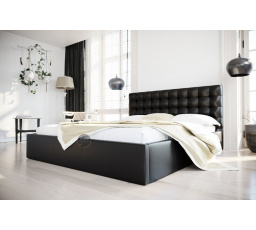 Postel LOFT - 200x200, Dřevěná, černá eko kůže