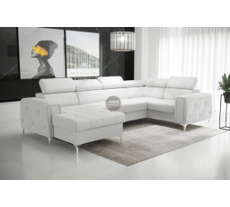 Rohová sedací souprava ORION MAX III s funkcí spaní 165x320x185 cm - bílá eko kůže, pravá