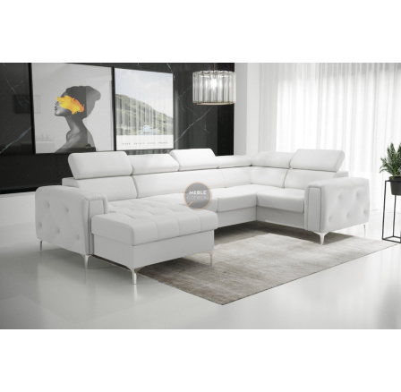 Rohová sedací souprava ORION MAX III s funkcí spaní 165x320x185 cm - bílá eko kůže, pravá