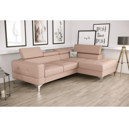 Rohová sedací souprava TOSCANIA MINI přírodní kůže 170x250 cm - růžová, pravá
