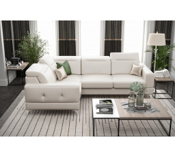Rohová sedací souprava MALIBU přírodní kůže 250X180 cm - levá, Kůže  bílá