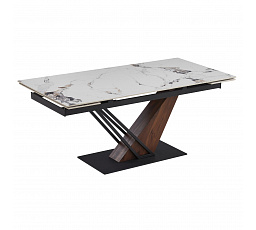 Stůl REX 2 Keramický Rozkládací 180-240 cm Bílý Mramor/Ořech