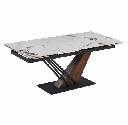 Stůl REX 2 Keramický Rozkládací 180-240 cm Bílý Mramor/Ořech