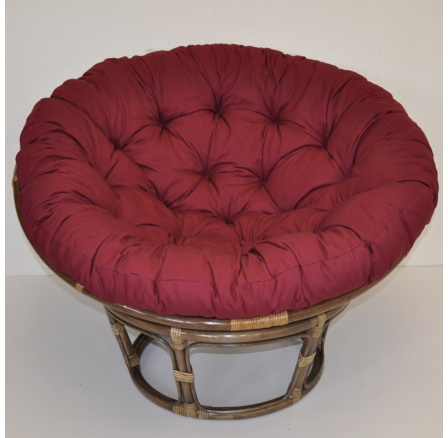 Ratanový papasan 100 cm hnědý  vínový polstr