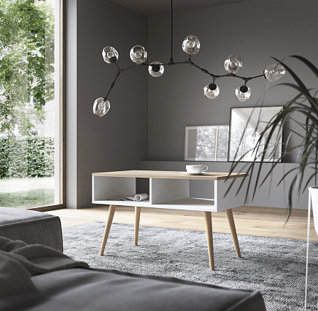 Konferenční stolek SANA 90x50 Bílý+Sonoma