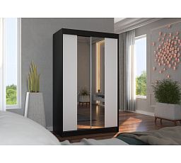 Posuvná skříň se zrcadlem MARVIN 120 Černá+Bílá