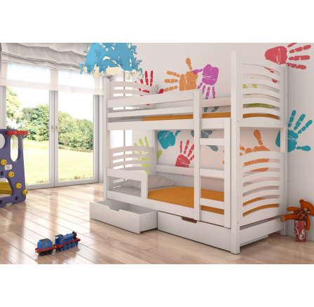 Dvoulůžková patrová postel s matracemi OSUNA White